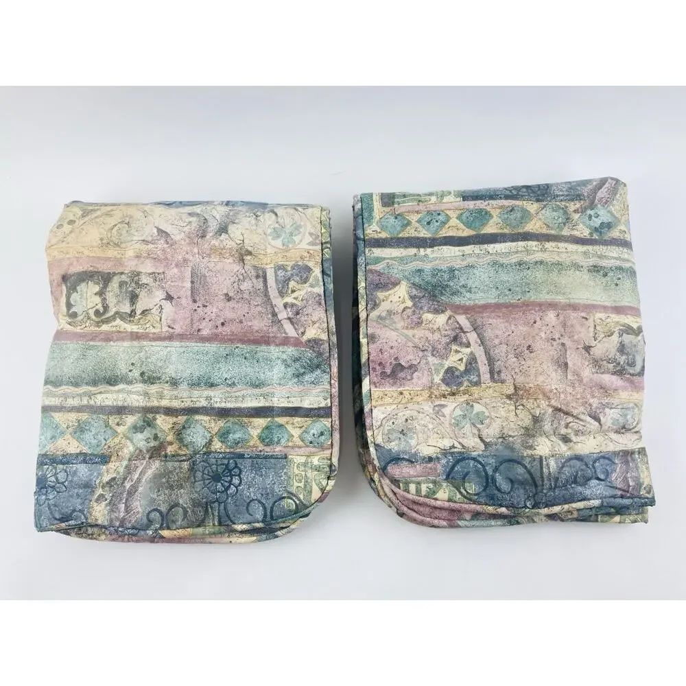 Set Croscill Vintage 1980’s Pastel Watercolor Pillow Shams Pink Green Geometric